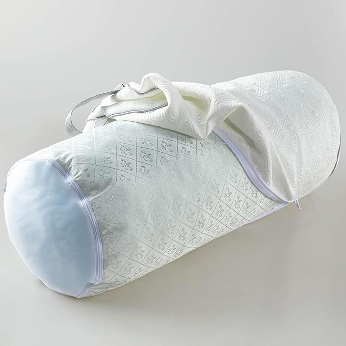 Kingnex Adjustable Roll Bolster Pillow, Under Knees for Sleeping on Back, Between Legs for Side Sleepers Shredded Cool Gel Infused Memory Foam Insert with Removable Bamboo Viscose Cover 18x6