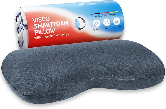 Cervical Pillow NuMOON Quickdry | Memory Foam with Bamboo Charcoal | Quick Drying Thermic Cover | Back & Side Sleepers Pillow for Adults | Ergonomic Bed Pillow for Shoulder and Neck Pain Relief