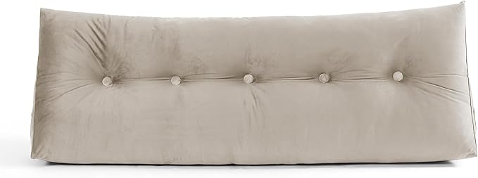 Sweet Home Collection Wedge Pillow Headboard - Bed Wedge Pillow for Headboard - Large & Versatile Triangle Cushion Reading Support Pillow, Queen - 59", Beige/Cream