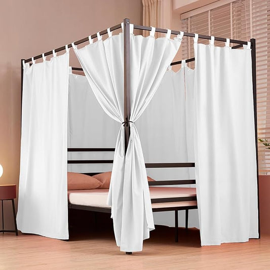 Akiky Canopy Bed Curtains 4 Corner Bed Canopies White Canopy Curtains Panel 8 Drapery Panel Curtain for All Bed Sizes