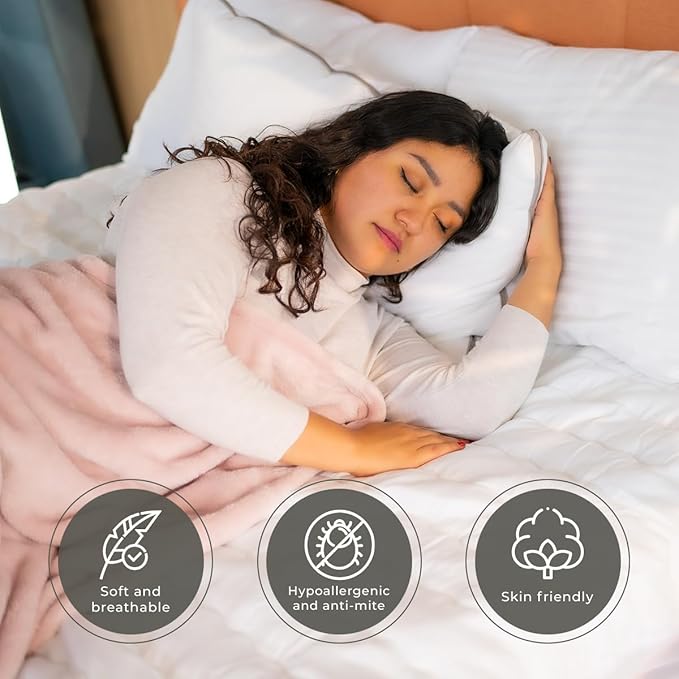 Set of 2 Bed Pillows for Sleeping Standard | Luxury Hotel Quality Gusseted Pillow | Premium Alternative Microfiber Filled | Pillow for Back, Stomach or Side Sleepers