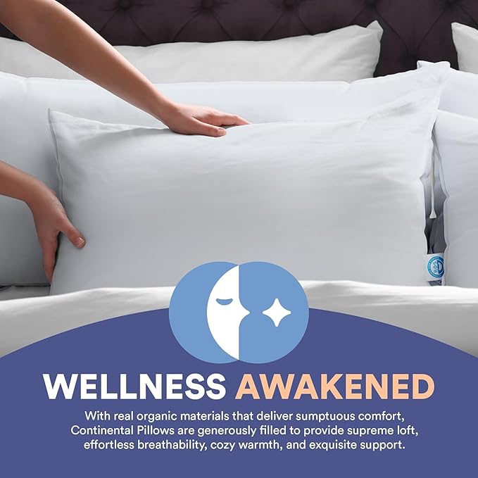 Continental Bedding Medium Standard Pack of 1 100% White Down Pillows 20oz 550FP Hotel Down Pillows for Supporting Back Side and Stomach Sleepers