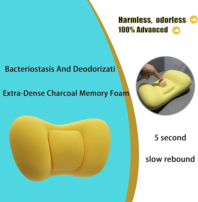 Car Neck Pillow, 2pcs Memory Foam Ergonomic Neck Pillow and Seat Headrest for Driving Fatigue Relief, Comfort and Support Your Neck