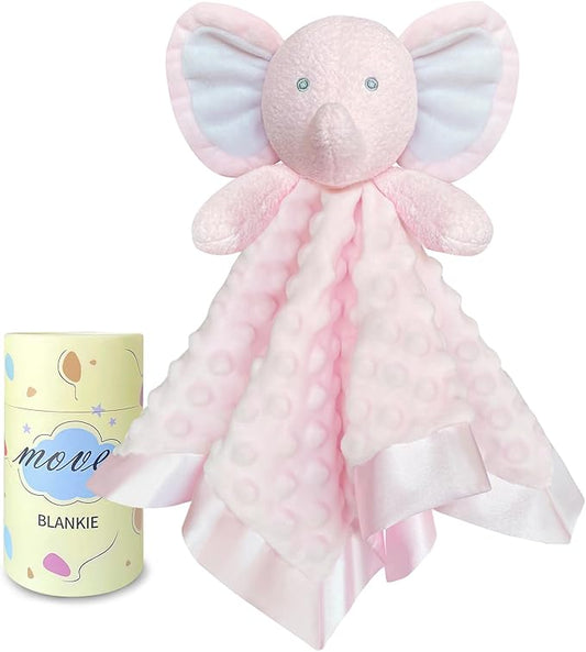 Pink Elephant Baby Security Blanket Loveys for Babies Girls, 16" Soft Baby Lovey Blanket, Baby Snuggle Stuffed Animals Blankie, Baby Girls Gifts for Infant and Toddler