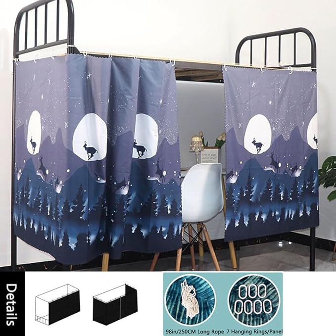 XGOPTS Bottom Bunk Bed Curtains Students Dormitory Bunk Bed Curtains Loft Bedroom Privacy Curtains Single Sleeper Blackout Cloth Bed Tent Curtain Shading Net Lightproof Bedding Spread Curtain Canopy