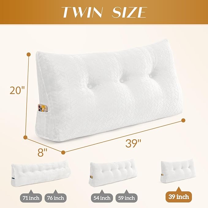 Triangular Wedge Headboard Pillow Large Bolster Bed Rest Reading Pillow Backrest Positioning Support Bolster Cushion with Removable Cover