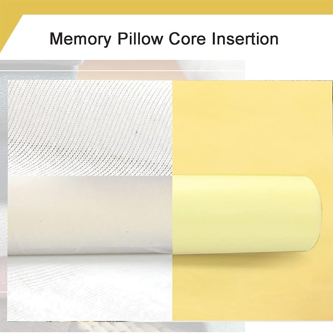 Cylinder Round Memory Foam Support Pillows Cervical Neck Roll Pillow with Pillowcase Soft, Comfortable and Breathable for Sleeping, Chair, Car, Sofa，Travel (White, 24x6)