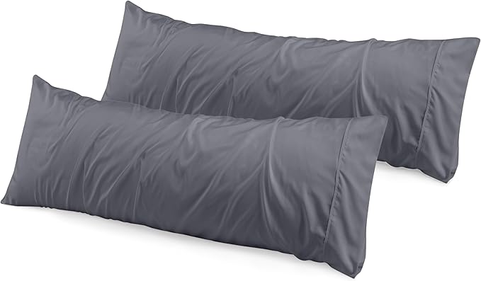 Utopia Bedding Body Pillow Cases - 2 Pack - Envelope Closure - Soft Brushed Microfiber Fabric - Shrinkage and Fade Resistant Pillow Covers 21 X 54 Inches (Body, Grey)