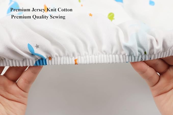 Bassinet Sheets Compatible with 4moms Mamaroo Sleep Bassinet, 2 Pack Fitted Sheets, 100% Jersey Knit Cotton 190GSM, Ultra Soft Breathable, Dolphin and Whale