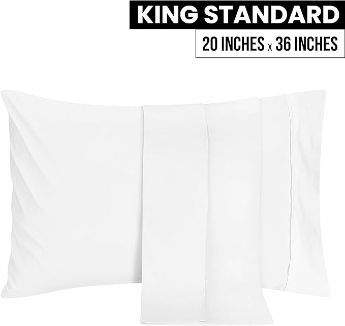 Utopia Bedding King Standard Pillow Cases - 2 Pack - Envelope Closure - Soft Brushed Microfiber Fabric - Shrinkage and Fade Resistant Pillow Covers 20 X 36 Inches (King Standard, White)