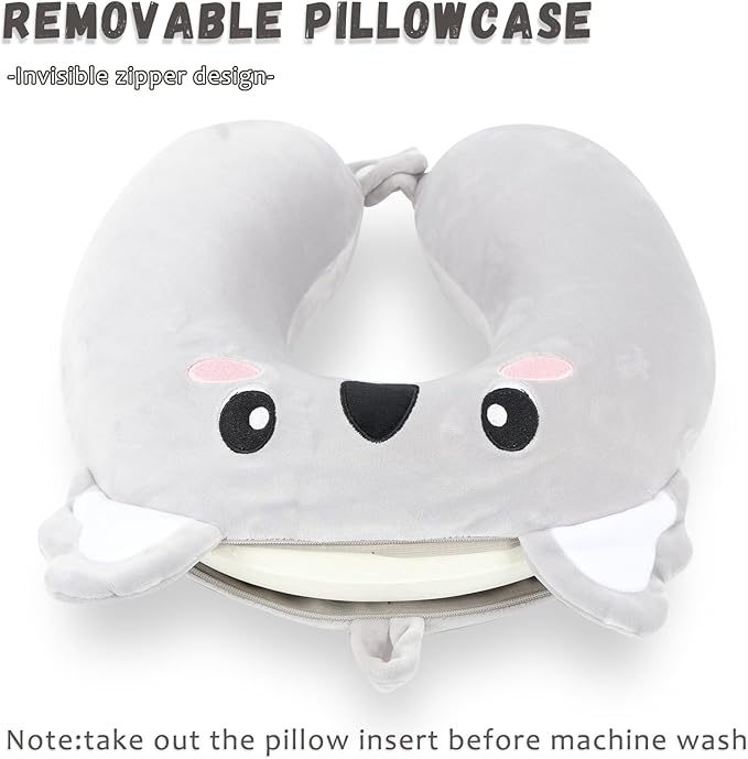 Travel Pillow, Kids Travel Pillow with Sleep Eye Mask Soft Memory Foam Kids Neck Pillow for Boys & Girls, Travel Accessories for Car Airplane Traveling - Koala