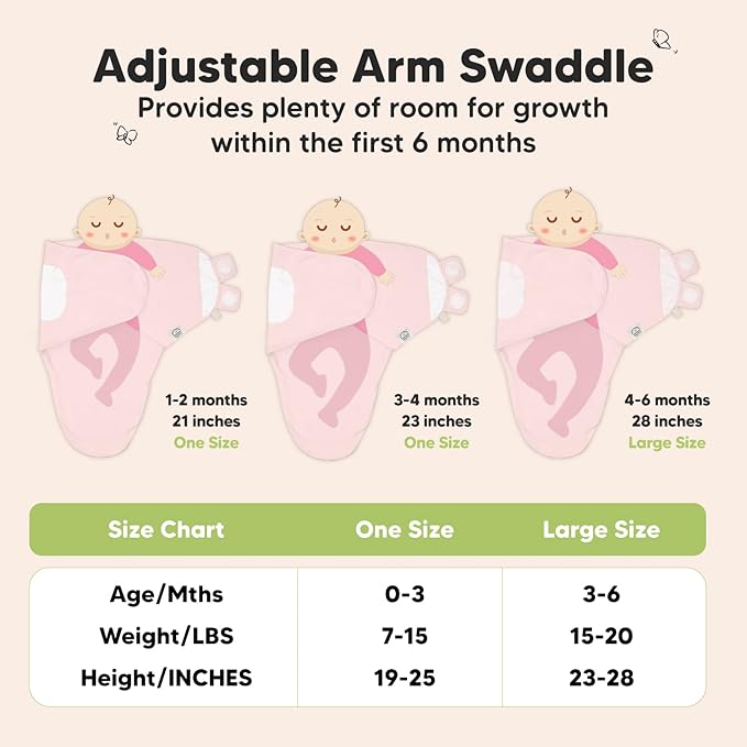 3-Pack Organic Baby Swaddle Sleep Sacks - Newborn Swaddle Sack, Ergonomic Baby Swaddles 0-3 Months, Swaddles for Newborns, Baby Sleep Sack, Baby Swaddle Blanket Wrap, Baby Essentials (Candy)