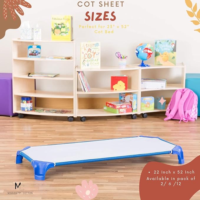 Pack of 12 Cot Sheet for Daycare Preschool Cot Bed -Polyblend Fabric with Corner Elastic Cots Sheets Fits On 22" X 52" Inches Size Toddler and Preschool Daycare Cot Light Grey 22 X 52 Size