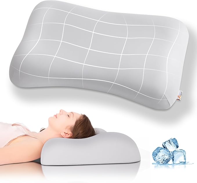 Elegear Deep Sleep Cooling Neck Pillow, Zero-Pressure Tech Orthopedic Pillow Provides Ultra-Soft Cloud Support&Breathable, Ergonomic Contour Cervical Pillow for Neck Pain Relief for Side&Back Sleeper