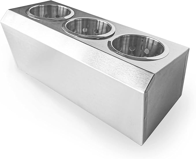 Flatware Organizers Stainless Steel Cylinder Flatware Silverware Utensil Holder Organizer Caddy (3 holes)
