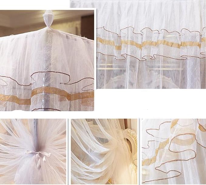 Mengersi Canopy Bed Curtains Bed Canopy,Canopy for Bed Curtain-Cozy Drape Netting,Princess Bed Drapes for Girls Adults Bedroom Decoration(Queen,White)