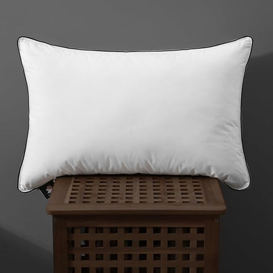 DWR Luxury Goose Feather Down Core Pillow Surrounded by Polyester - Set of 1 - King Size(20"x36") - Medium Firm - 100% Organic Cotton