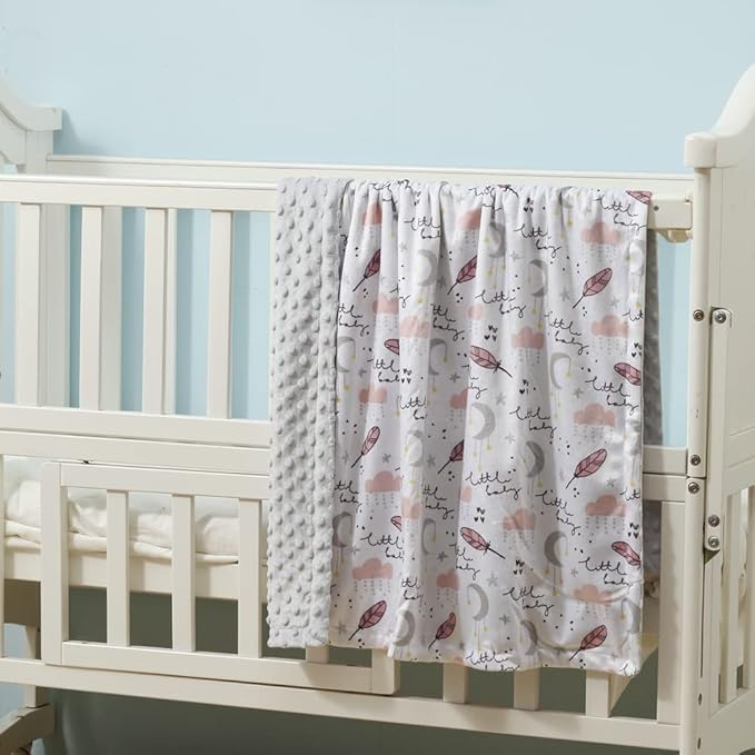 CREVENT Soft Plush Minky Baby Blanket for Girls, for Newborns, Toddlers Bedding Napping - Sweet Dream 30x40 Inches