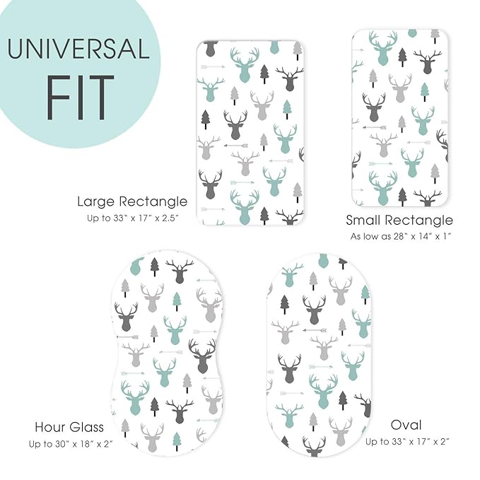 Stretch Ultra Soft Fitted Bassinet Sheet Set 2 Pack, Universal Cradle Sheet Set for Rectangle, Oval, or Hourglass Bassinet Pad/Mattress, Grey Bear Bassinet Sheets for Girls and Boys