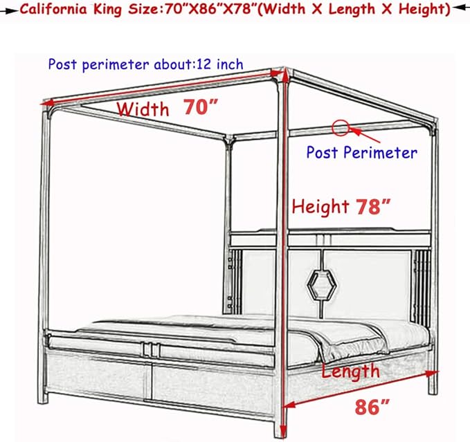 Elegant Modern Linen Princess 4 Corner Post Mosquito Net Romantic for Girls Women Bed Curtain Canopy for Adult Wedding Bedroom Kids Rooms Decoration (White-Beige, California King)