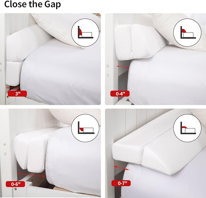 MABOZOO Pillow Wedge for Headboard Gap,Bed Gap Filler Twin Size,Foldable Bed Wedge Pillow for Headboard,White Bed Wedge Gap Filler,Foam Mattress Gap Filler,39"x6"x6"