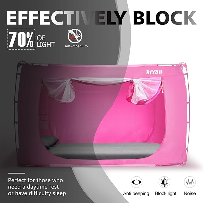 Bed Tent Bed Canopy Bunk Twin Size Tents for Adult and Kids- Portable Dream Tent Indoor Sleeping Tents 70% Blackout with 3 Doors Breathable Big Space Tents