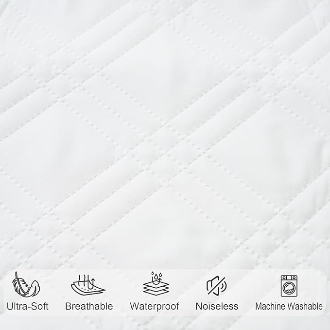 Waterproof Mini Crib Mattress Protector 2 Pack, Ultra Soft Breathable Mini Crib Mattress Pad Cover for Boys Girls Neutral, Fit Pack N Play, Playard and Mini Crib Mattresses, White