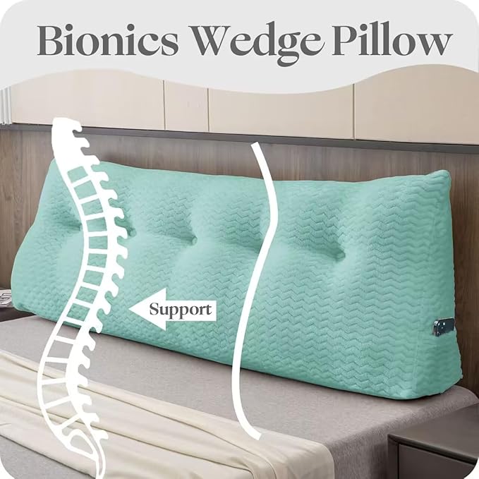 Large Bolster Triangular Headboard Wedge Backrest Positioning Support Bed Rest Reading Pillows Headboard Wedge Pillows for Day Bed Bunk Bed with Removable Cover