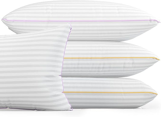 Pillows King Size Set of 4,Breathable Hotel Collection Bed Pillows for Sleeping Medium Firm Down Alternative Microfiber Filled,20 x 36 Inches