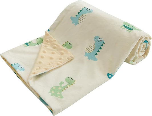 Baby Blanket for Boys Girls Super Soft Blanket,Fluffy Cool Lightweight Baby Receiving Blankets,Double Layer with Dotted Backing for Toddler Nursery (Green, dinosaur30*40in)