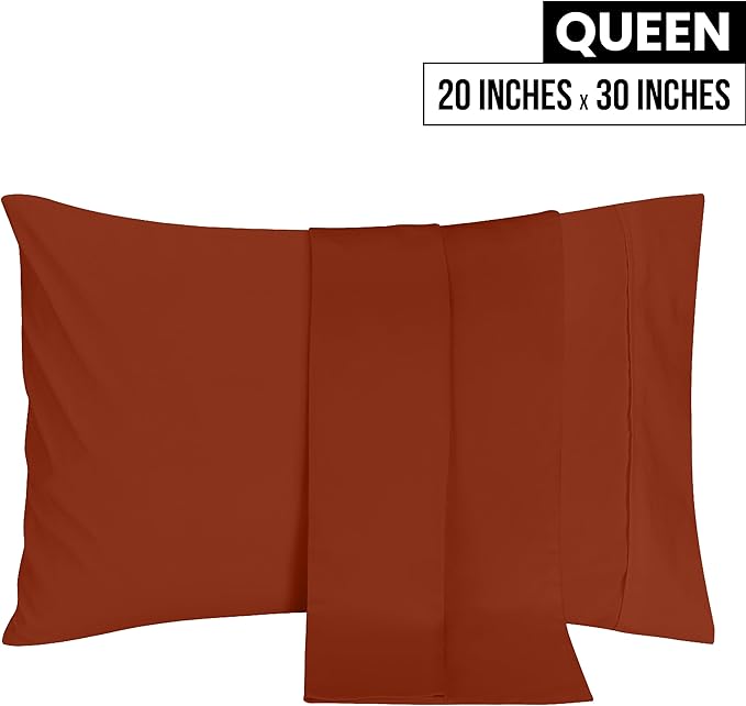Utopia Bedding Queen Pillow Cases - 2 Pack - Envelope Closure - Soft Brushed Microfiber Fabric - Shrinkage and Fade Resistant Pillow Covers 20 X 30 Inches (Queen, Orange)