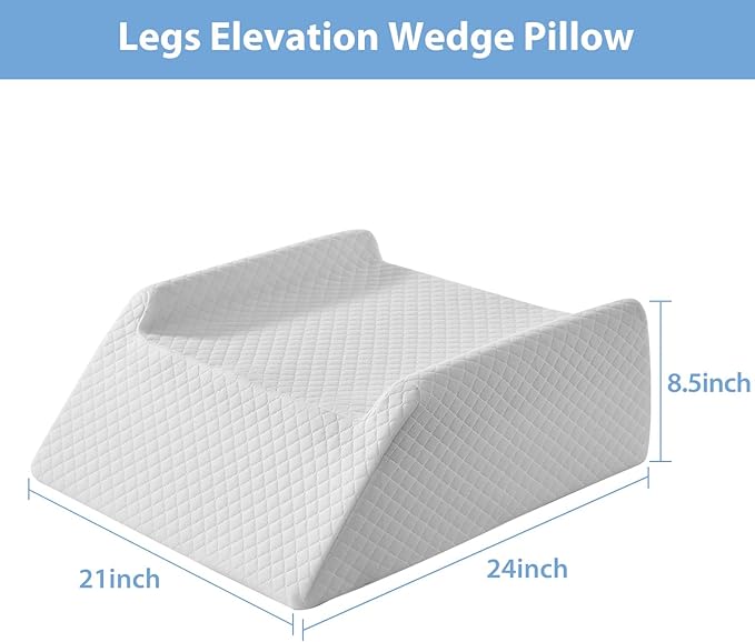 Leg Elevation Pillow for Blood Circulation After Surgery, Memory Foam Knee Wedge Pillow for for Swelling, Back Pain, Foot Injury, Rest