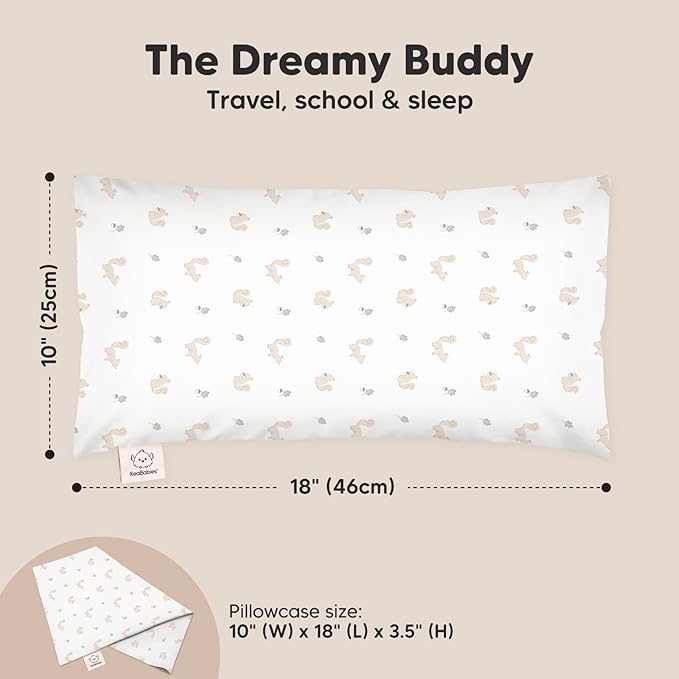 Toddler Pillow with Pillowcase - 10x18 My Little Dreamy Pillow, Organic Toddler Pillows for Sleeping, Kids Pillow, Small Pillows, Toddler Travel Pillows for Sleeping, Toddler Bed Pillows (Nibbles)