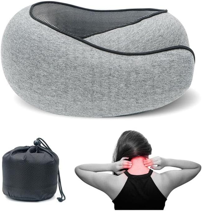 Travel Pillow, Memory Foam Travel Pillow, U-Shaped Pillow for Airplanes, Car, Office, Sleeping Upright (Dark Grey), 15612