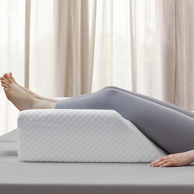 Leg Elevation Pillow for Blood Circulation After Surgery, Memory Foam Knee Wedge Pillow for for Swelling, Back Pain, Foot Injury, Rest