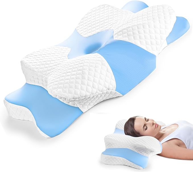 Memory Foam Cervical Pillow, Multifunctional Ergonomic Contour Pillows, Orthopedic Pillow for Neck and Shoulder Pain Relief, Washable Pillowcase, for Side Back Stomach Sleepers
