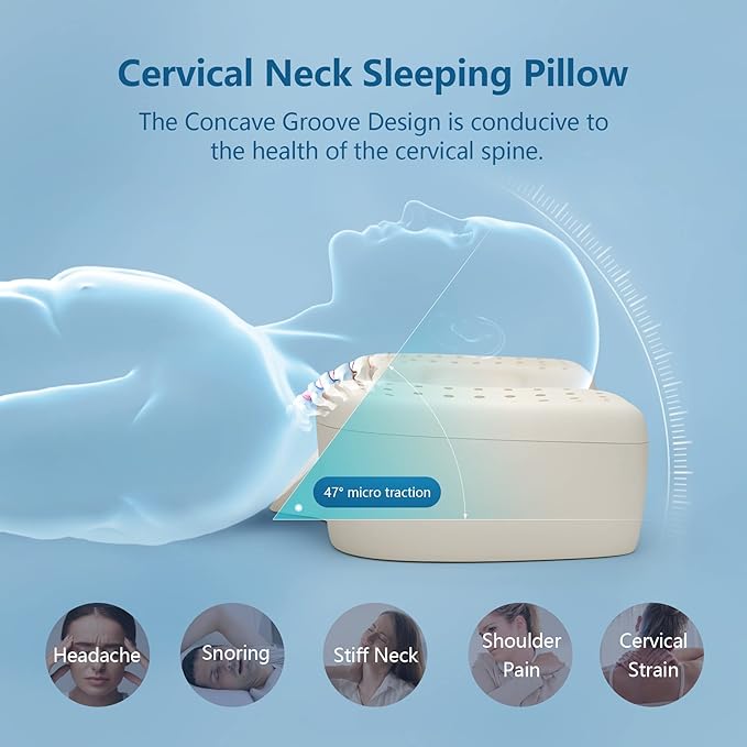 Cervical Pillow for Pain Relief Sleeping, Adjustable Ergonomic Contour Memory Foam Neck Pillow for Sleeping, Orthopedic Neck Support Pillow Bed Pillows (Large Size 23.6Lx13Wx(5.1"-5.9") H)