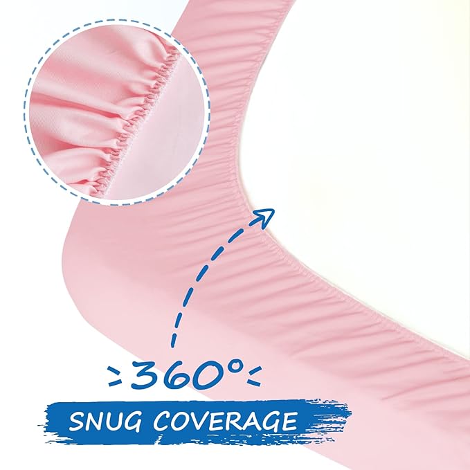 Mini Crib Sheets Girl Fitted Pack and Play Sheets for Baby Girls Boys 2 Pack (27"x 39"x 5"), Portable Playard/Playpen Sheets, Ultra Soft Microfiber Pack and Play Sheets, Blue and Pink