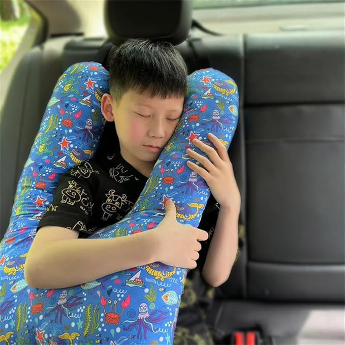 Car Travel Pillow for Kids Adults Soft Neck Pillow Head and Body Support Pillow Breathable Seat Pillow Car Aircraft Travel Pillow Neck Support Pillow Cushion for Long Journey Travel Accessories