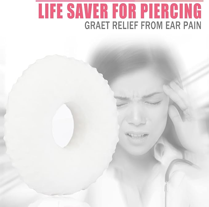 Ear Hole Piercing Pillows for Ear Pain Side Sleeping CNH Pillow Pressure Sore Pain Relief Ear Guard Protector Lifesaver Tinnitus Support Neck Head, Minky Dot White