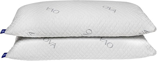 OVA - Queen Size Tri-blend memory foam hypoallergenic pillow, Cooling cover, Firm or Soft Customizable. Machine washable, 100% Made in The U.S.A. 60 Day Risk free trial! (2 Pack, Queen)