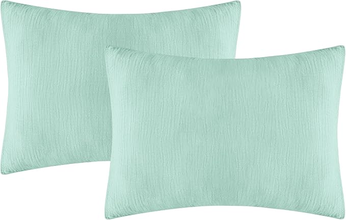 Organic Cotton Muslin Mini Pillowcases with Envelope Design,2 Pack Ultra Breathable Kids Toddler Pillowcases for Boys and Girls- 13 x 18 inches (Blue)