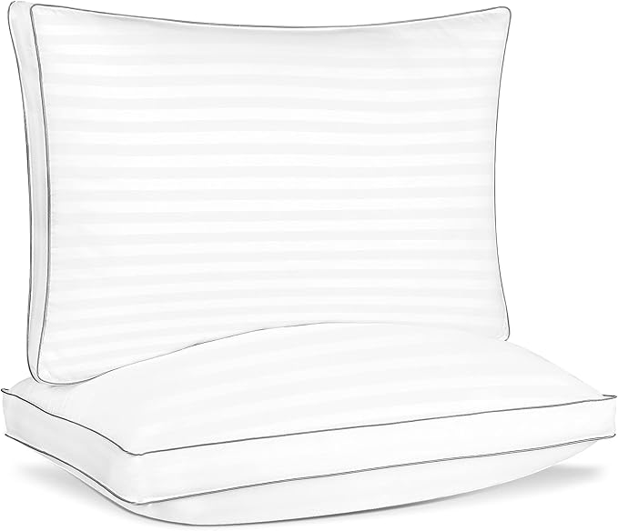 Deodar Bed Pillows for Sleeping 2 Pack Fluffy Down Alternative Hotel Pillows for Side and Back Sleepers Soft Gusseted Pillow King Size Set of 2, White, 20x36