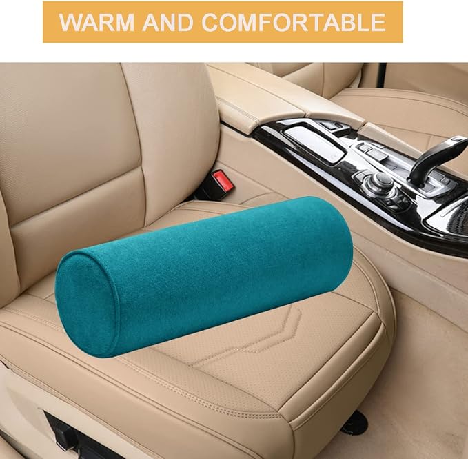 Cylinder Round Memory Foam Support Pillows 17.8X6 Cervical Neck Roll Pillow with Pillowcase Soft, Comfortable and Breathable for Sleeping, Chair, Car, Sofa，Travel Lake Blue