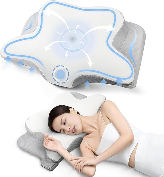 Ergonomic Pillow Side Sleeper-Satisure Cervical Pillow for Neck Pain Relief Memory Foam Pillows, Cooling Pillow for sleeping Orthopedic Bed Pillow for Side Back Stomach Sleepers with Washable Ice Silk