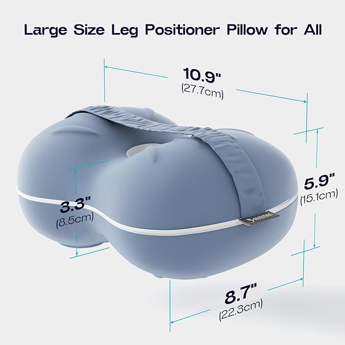 Ruiman Knee & Leg Pillow for Side Sleepers - Cooling Leg Pillow for Pregnancy Women Side Sleeping - Memory Foam Knee Pillow for Heavy People Hip Pain, Knee Pain, Spine Alignment (Steel Blue)