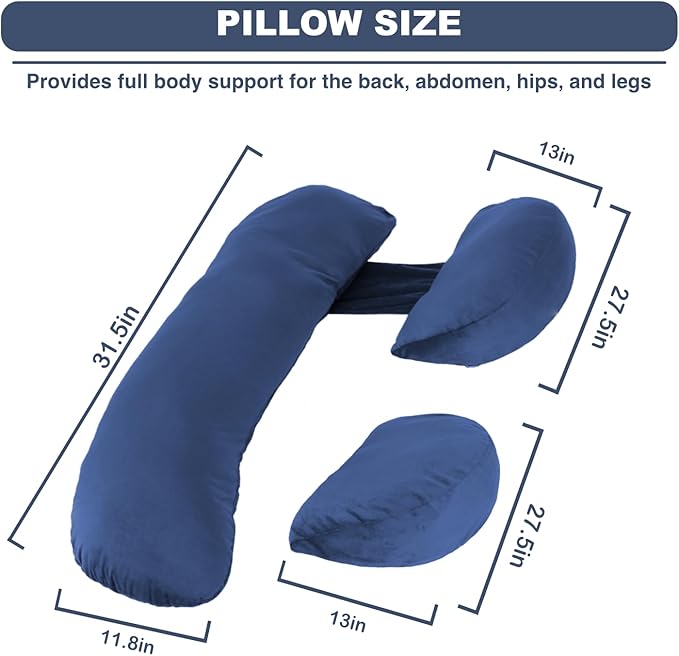 Pregnancy Pillow for Sleeping, Comfortable Velvet Cover Maternity Pillow Support for Back, Legs, Belly, HIPS Blue Large