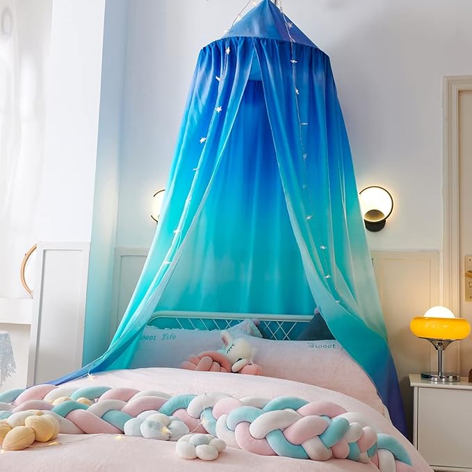Mengersi Bed Canopy for Boys,Girls Corlofrul Canopy for Bed Bedding Kids Room Castle Play Tent Hanging House Decor Reading Nook Gradient Canopies