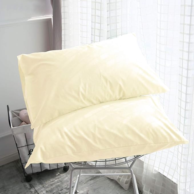 Toddler Pillowcase Set of 2 PC 600 TC 100% Egyptian Cotton Toodler 12x16 Inch Small Travel Pillow Case Envelope Closer Decorative Soft Cozy Travel Kids Nursery Preschool Pillow Cases, Ivory Solid