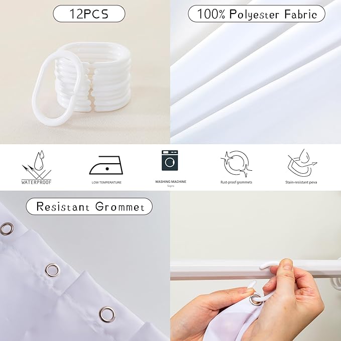 AILONEN Red Rose Shower Curtain for Bathroom, Romantic Flower Rose 3D Printed Valentine Wedding Bathroom Decor Hearts Curtain,60" W*72" H Polyester Waterproof Bath Curtain with 12 Hooks